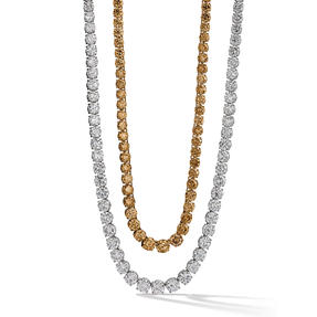 Necklaces in platinum and 18k rose gold set with colourless and Orange Brown diamonds.