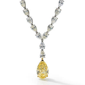 項鏈，950鉑金製成，鑲嵌無色鑽石和天然彩黃色Fancy Yellow鑽石。